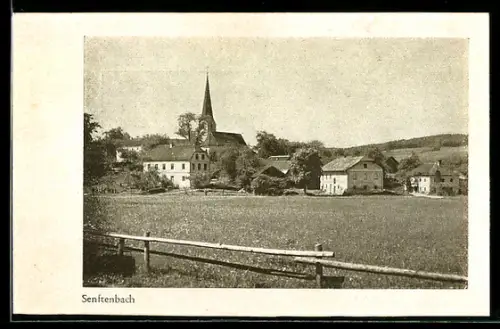 AK Senftenbach, Ortsansicht mit Kirche vom Feld aus