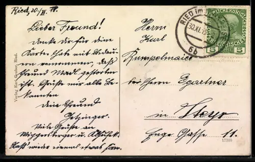 AK Ried /Innkreis, Panoramaansicht des Ortes