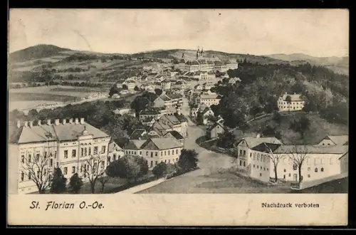 Künstler-AK St. Florian /O.-Oe., Strassenpartie mit Stift