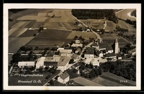 AK Kronstorf, Ortsansicht, Fliegeraufnahme