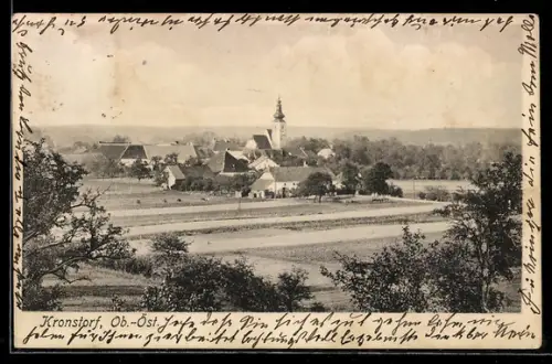 AK Kronstorf /Ob.-Öst., Teilansicht mit Kirche