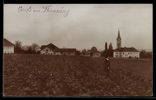 AK Thenning, Salatfeld mit Kirche