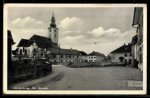 AK Hörsching, Brücke im Ort, Kirche