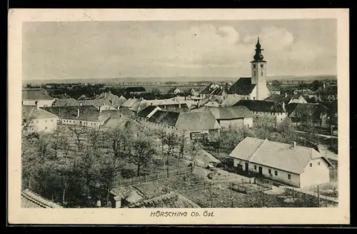 AK Hörsching /Ob.-Öst., Teilansicht mit Kirche