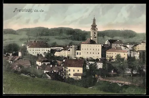 AK Freistadt /Ob.-Oe., Teilansicht mit Kirche