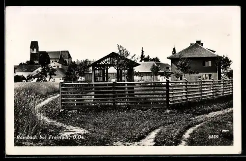 AK Rainbach bei Freistadt, Ortspartie mit Kirche