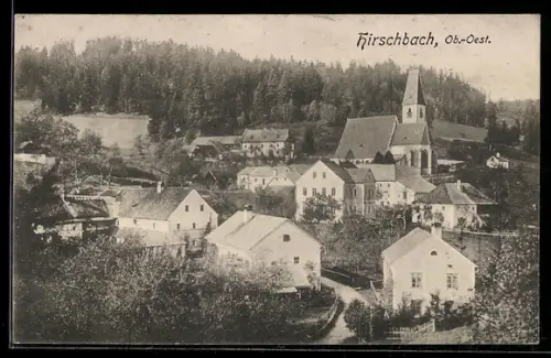 AK Hirschbach im Mühlkreis, Ortsansicht aus der Vogelschau