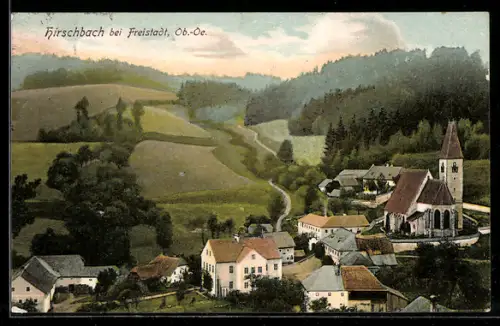 AK Hirschbach, Teilansicht mit Kirche
