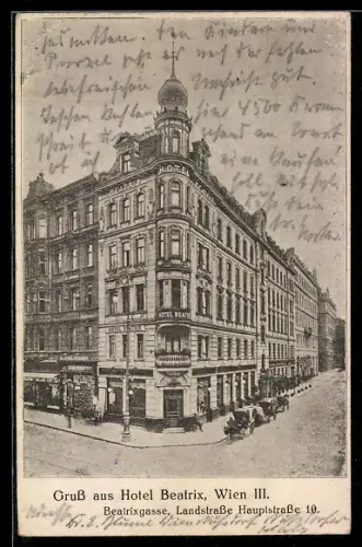 AK Wien, Hotel Beatrix, Beatrixgasse, Landstrasse, Hauptstrasse 10