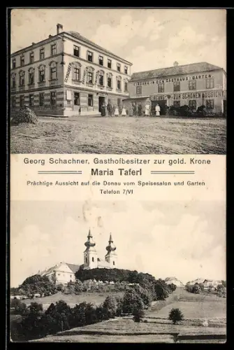 AK Maria Taferl, Gasthof zur goldenen Krone, Wallfahrtskirche