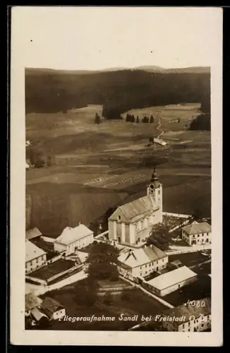 AK Sandl bei Freistadt, Kirche, Fliegeraufnahme