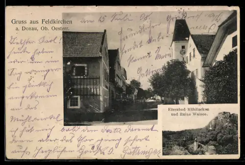 AK Feldkirchen an der Donau, Ruine Walsee, Ortspartie an der Kirche