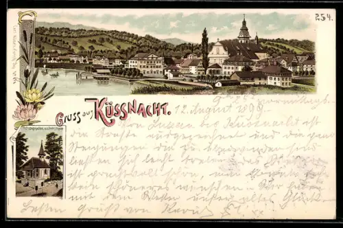 Lithographie Küssnacht, Telskapelle a.d. Hohlen Gasse