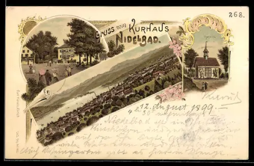 Lithographie Rüschlikon, Hotel & Kurhaus Nidelbad, Kapelle
