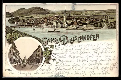 Lithographie Diessenhofen, Strassen- & Gesamtansicht