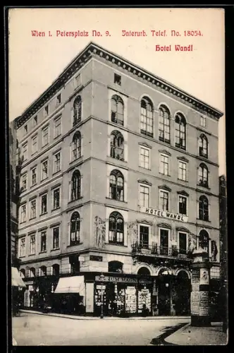 AK Wien, Hotel Wandl am Petersplatz Nr. 9, Aussenansicht