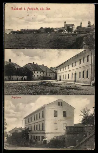AK Rainbach b. Freistadt, Teilansicht mit Kirche, Schulhaus