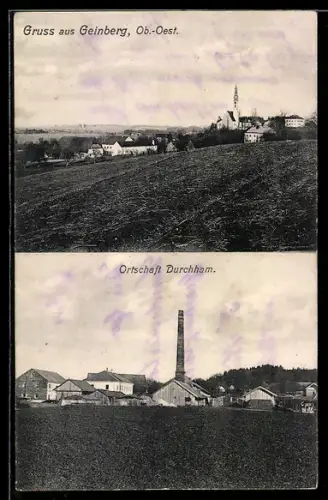 AK Geinberg /Ob.-Oest., Totalansicht mit Kirche, Ortschaft Durchham