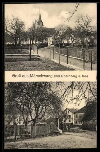 AK Mörschwang bei Obernberg a. Inn, Ortspartie mit Kirche