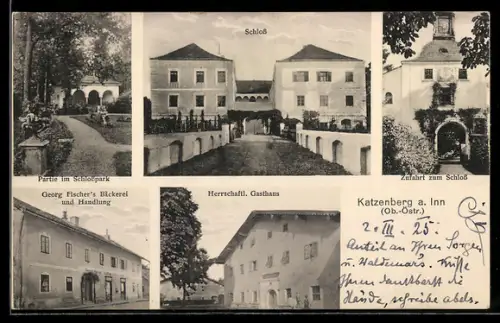 AK Kirchdorf am Inn, Katzenberg, Schloss, Herrschaftliches Gasthaus, Georg Fischer`s Bäckerei und Geschäft