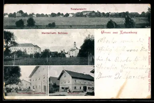 AK Kirchdorf am Inn, Katzenberg, Totalansicht, Herrschaftliches Schloss und Gasthaus
