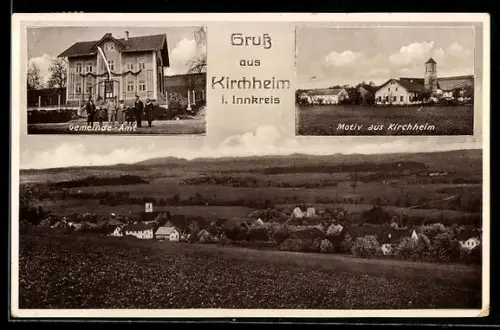 AK Kirchheim im Innkreis, Ortsansicht mit Gemeinde-Amt
