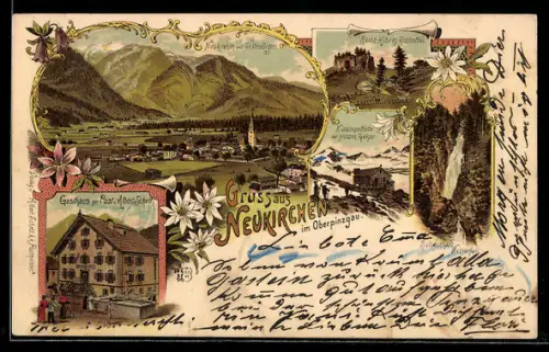 Lithographie Neukirchen, Gasthaus zur Post, Kürsingerhütte mit Grossem Geiger