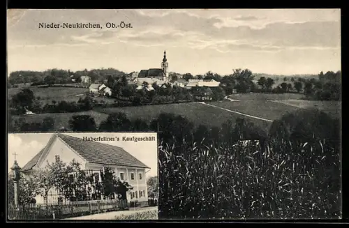AK Nieder-Neukirchen /Ob.-Öst., Haberfellner`s Kaufhaus, Totalansicht
