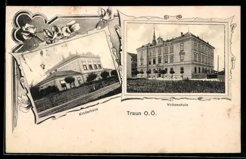 AK Traun /O.Ö., Volksschule, Kinderheim