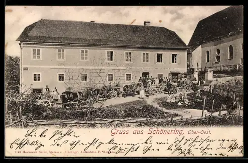 AK Wilhering, Schönering, Fr. Guggenbergers Gasthaus und Gemischtwarenhandlung