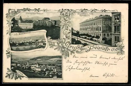 AK Freistadt, Kaiser-Franz-Josef Gymnasium, Städtisches Convict, um 1900