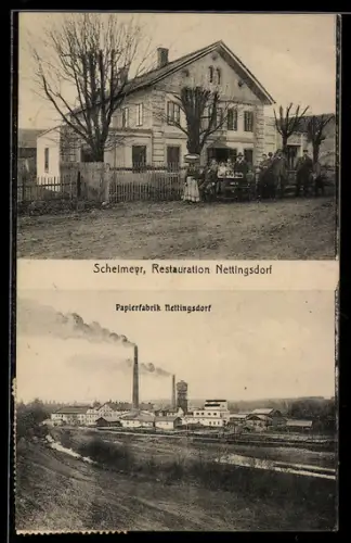 AK Nettingsdorf, Scheimeyr`s Restauration Nettingsdorf, Papierfabrik Nettingsdorf
