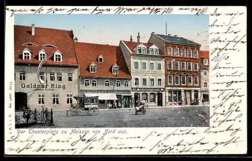 AK Meissen, Theaterplatz mit Gasthaus Goldner Ring