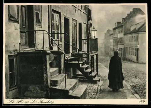 AK Hamburg-Altona, Strasse am Sandberg bei Nebel