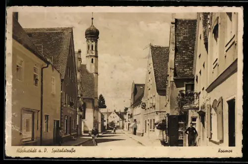 AK Höchstädt a. D., Spitalstrasse mit Cafe