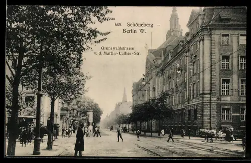 AK Berlin-Schöneberg, Grunewaldstrasse v.d. Martin Luther-Strasse aus