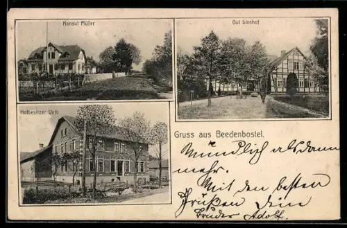 AK Beedenbostel, Gut Linnhof, Konsul Müller, Hofbesitzer Veth