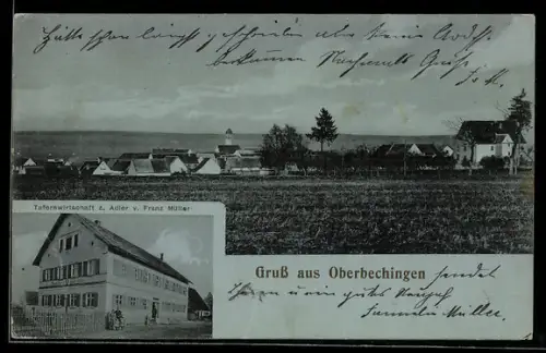 AK Oberbechingen, Gasthaus z. Adler, Inh. Franz Müller