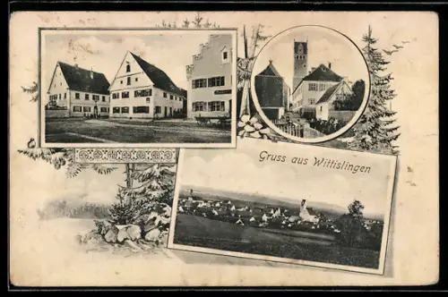 AK Wittislingen, Kirche, Brauerei, Panoramaansicht