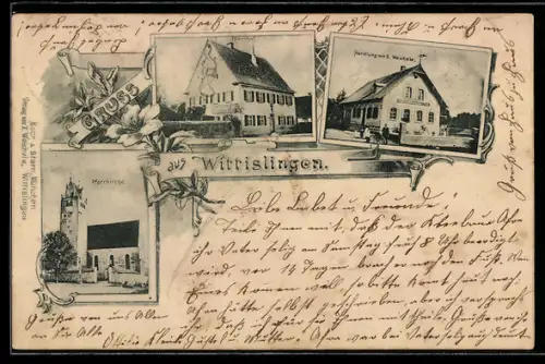 AK Wittislingen, Pfarrkirche, Pfarrhof, Handlung v. X. Weichele