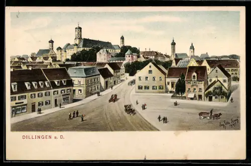 Künstler-AK Eugen Felle: Dillingen a. D., Ortsansicht