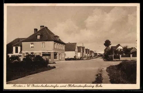 AK Minden i. W., Rodenbeckerstrasse und Hohenstaufenring Ecke