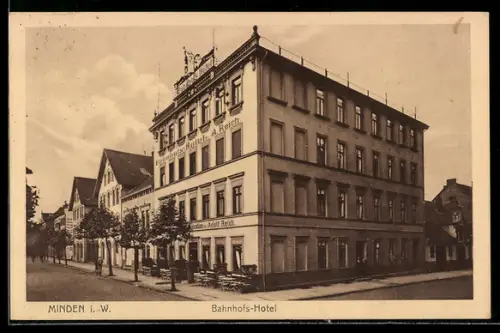 AK Minden i. W., Bahnhofs-Hotel von Adolf Reich