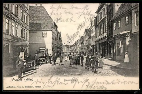 AK Verden /Aller, Grossestrasse mit Hotel und Geschäften