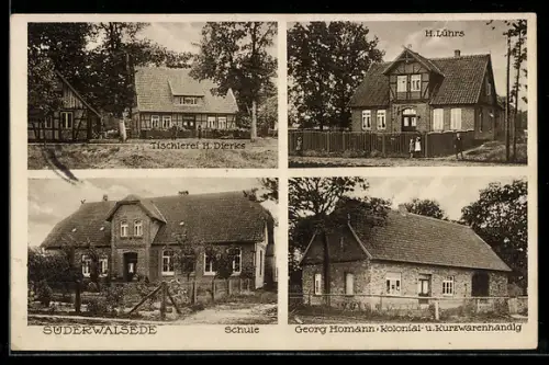 AK Süderwalsede, Haus Lührs, Tischlerei Dierks, Schule, Kolonialwarenhandlung Homann