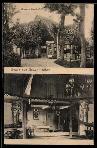AK Neuenkirchen, Sievers Gasthof, Aussen- und Innenansicht