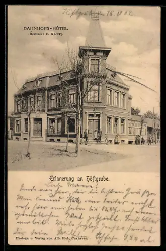 AK Höftgrube, Bahnhofs-Hotel von F. Katt, Aussenansicht