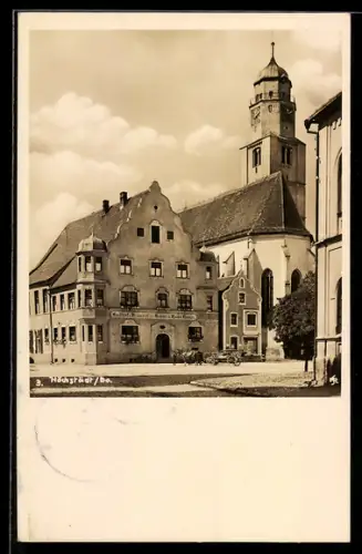 AK Höchstädt a. D., Strassenpartie mit Gasthof-Brauerei zur Krone, Inh. Hans Diemer