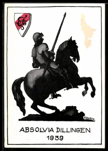 AK Dillingen, Absolvia für das Abschlussjahr 1939, Ritter mit Lanze, Wappen mit Zirkel