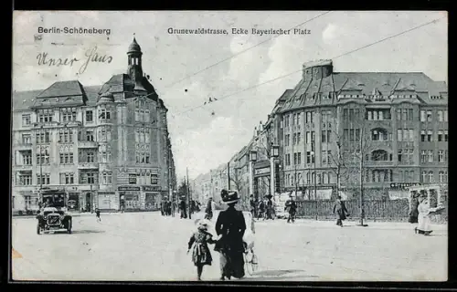 AK Berlin-Schöneberg, Grunewaldstrasse Ecke Bayerischer Platz mit Drogerie